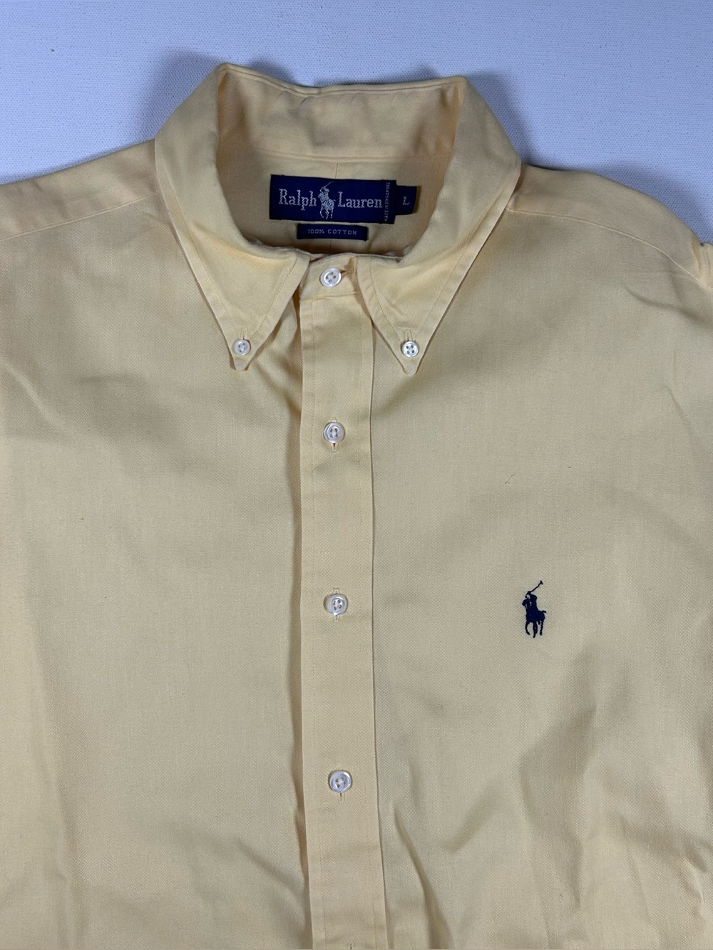 Vintage Ralph Lauren Mens Button Down Oxford Shirt Pastel Yellow Fits: XL 90s